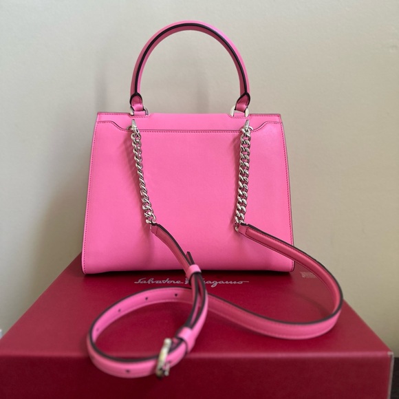 Salvatore Ferragamo Pink Trifoglio Women Crossbody Top handle Handbag NEW - Picture 5 of 9